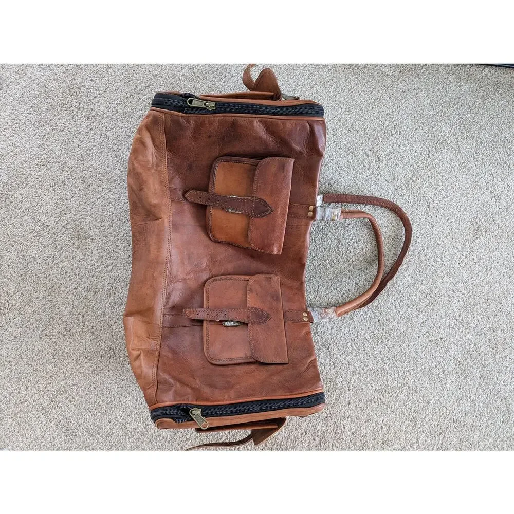 Large Leather Duffle Bag for Men, Travel